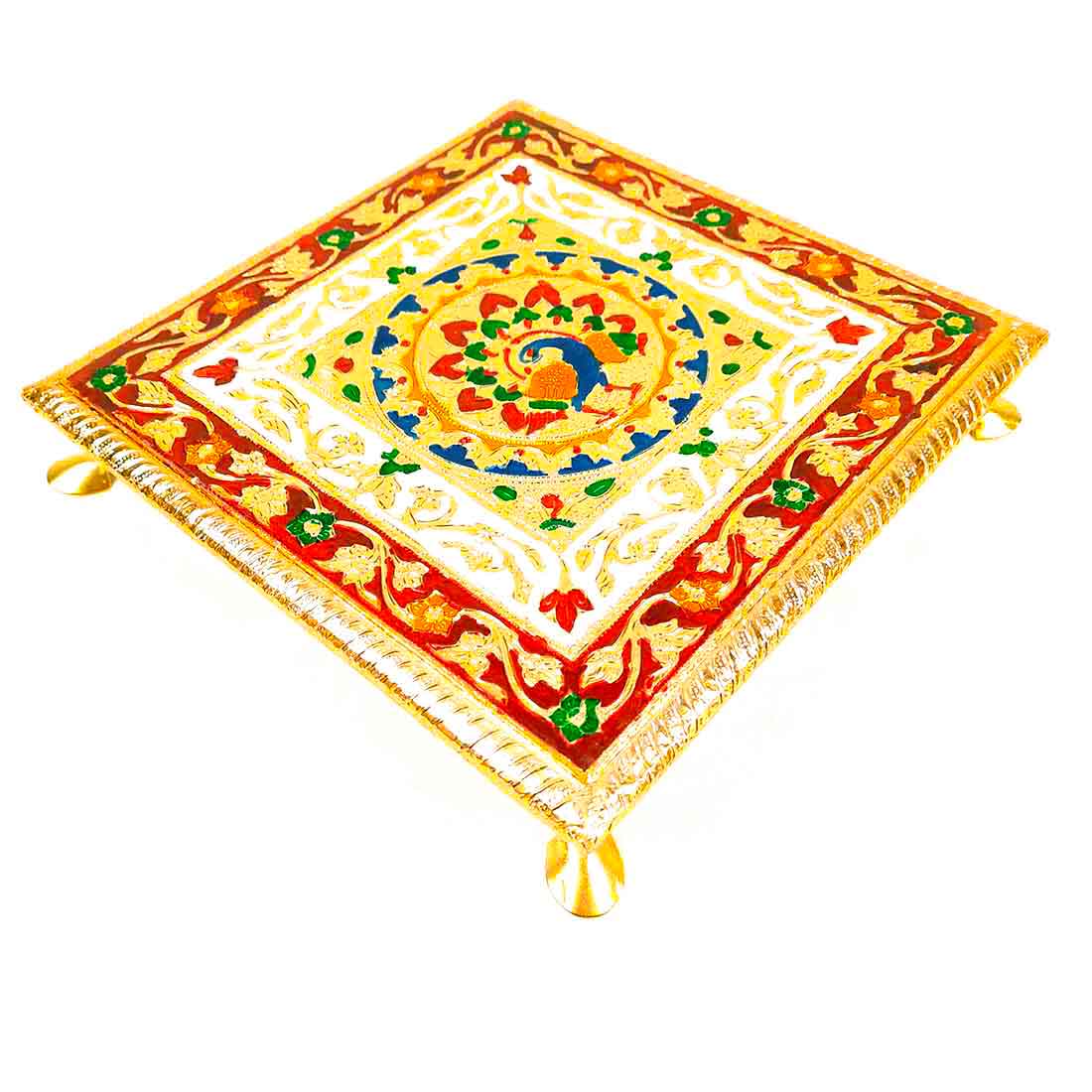 Pooja Chowki , Pooja Thali & Holy Book Holder Set - Prayer Accessories - For Pooja & Festivals - Pack of 3