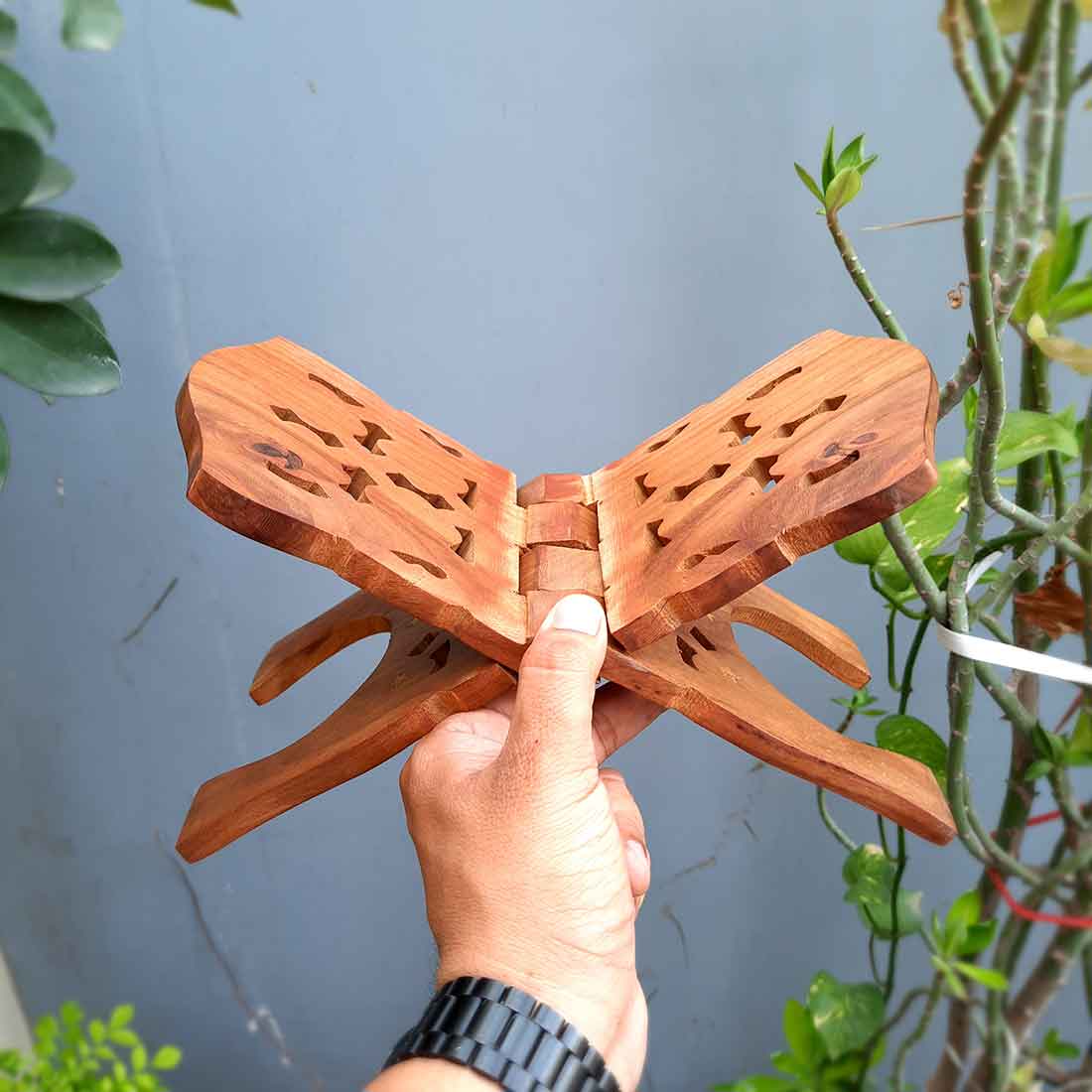 Pooja Temple, Pooja Chowki, Pooja Thali & Book Holder Set - For Pooja, Weddings & Festivals - Pack of 4