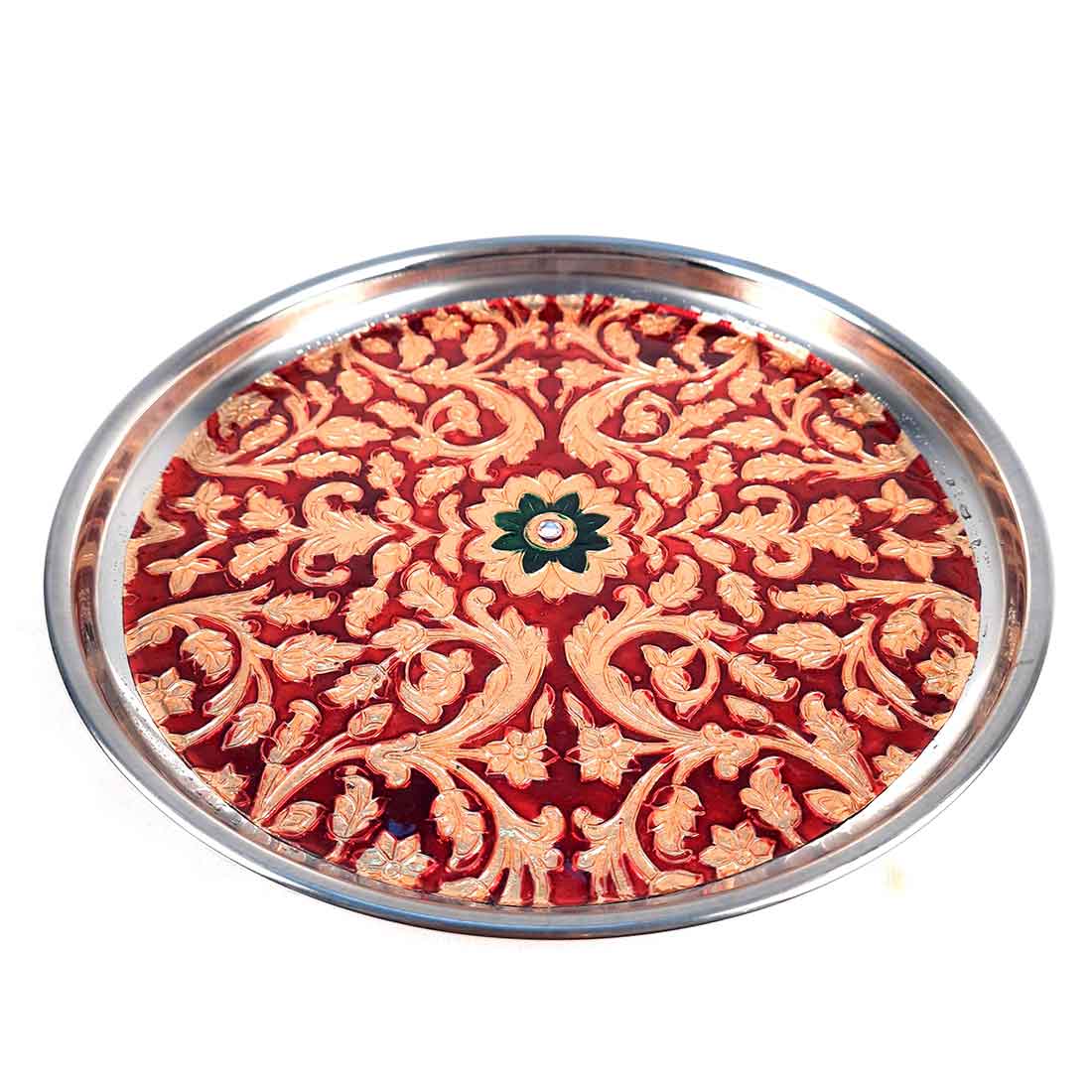 Pooja Temple, Pooja Chowki, Pooja Thali & Book Holder Set - For Pooja, Weddings & Festivals - Pack of 4