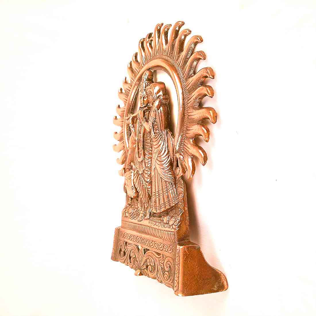 Radha Krishna Wall Hanging Idol | Shri Radha Krishna Playing Flute With Cow Wall Hanging Art Statue Murti | Religious & Spiritual Sculpture - for Gift, Home, Living Room, Office, Puja Room Decoration - 11 Inch