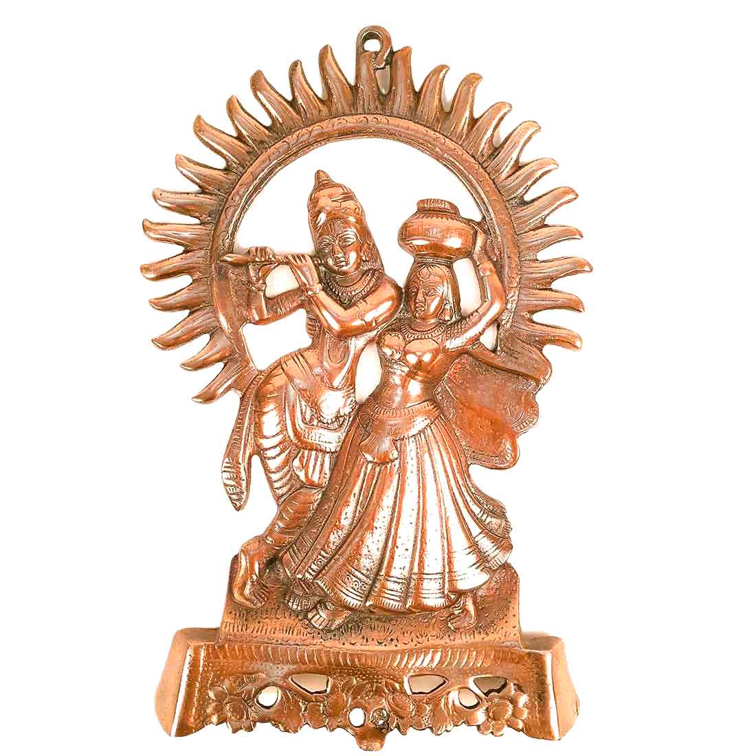 Radha Krishna Murti Wall Hanging | Shri Radhe Krishna Playing Flute Wall Art Statue Idol - for Home, Living Room, Office, Puja , Entrance Decoration & Gifts - 16 Inch