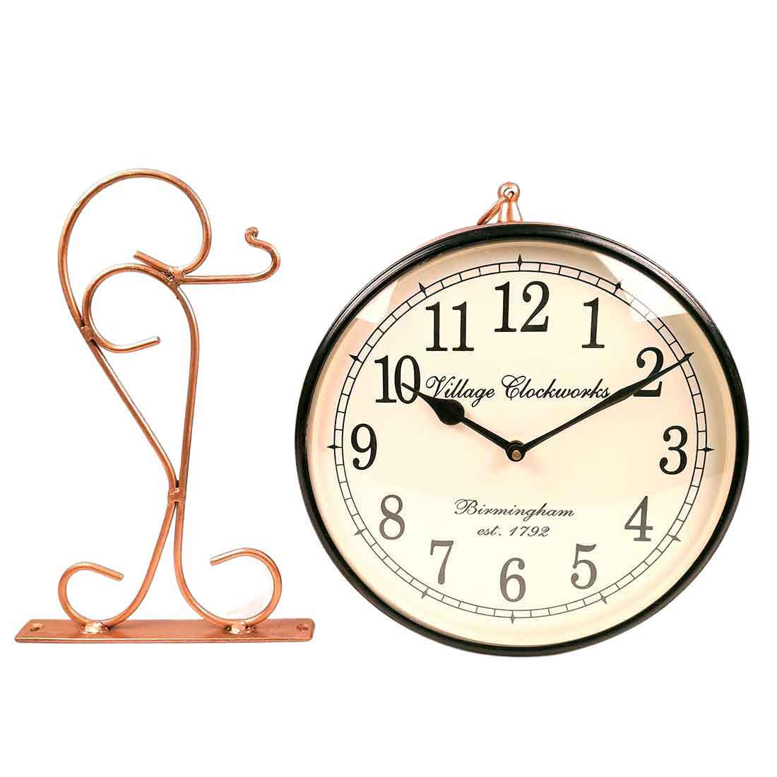 Railway Clocks - Double Sided | Victorian Station Wall Hanging Clock | Vintage Platform Watch - for Home, Living Room, Office Decor & Gifts - 10 Inch - Apkamart #Style_Design 1