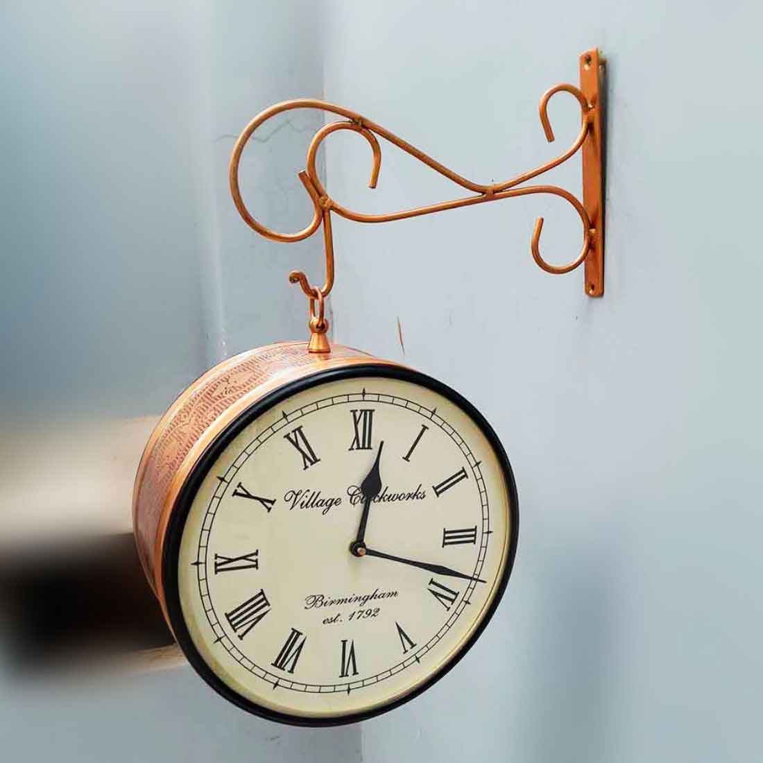 Railway Clocks - Double Sided | Victorian Station Wall Hanging Clock | Vintage Platform Watch - for Home, Living Room, Office Decor & Gifts - 10 Inch - Apkamart #Style_Design 1