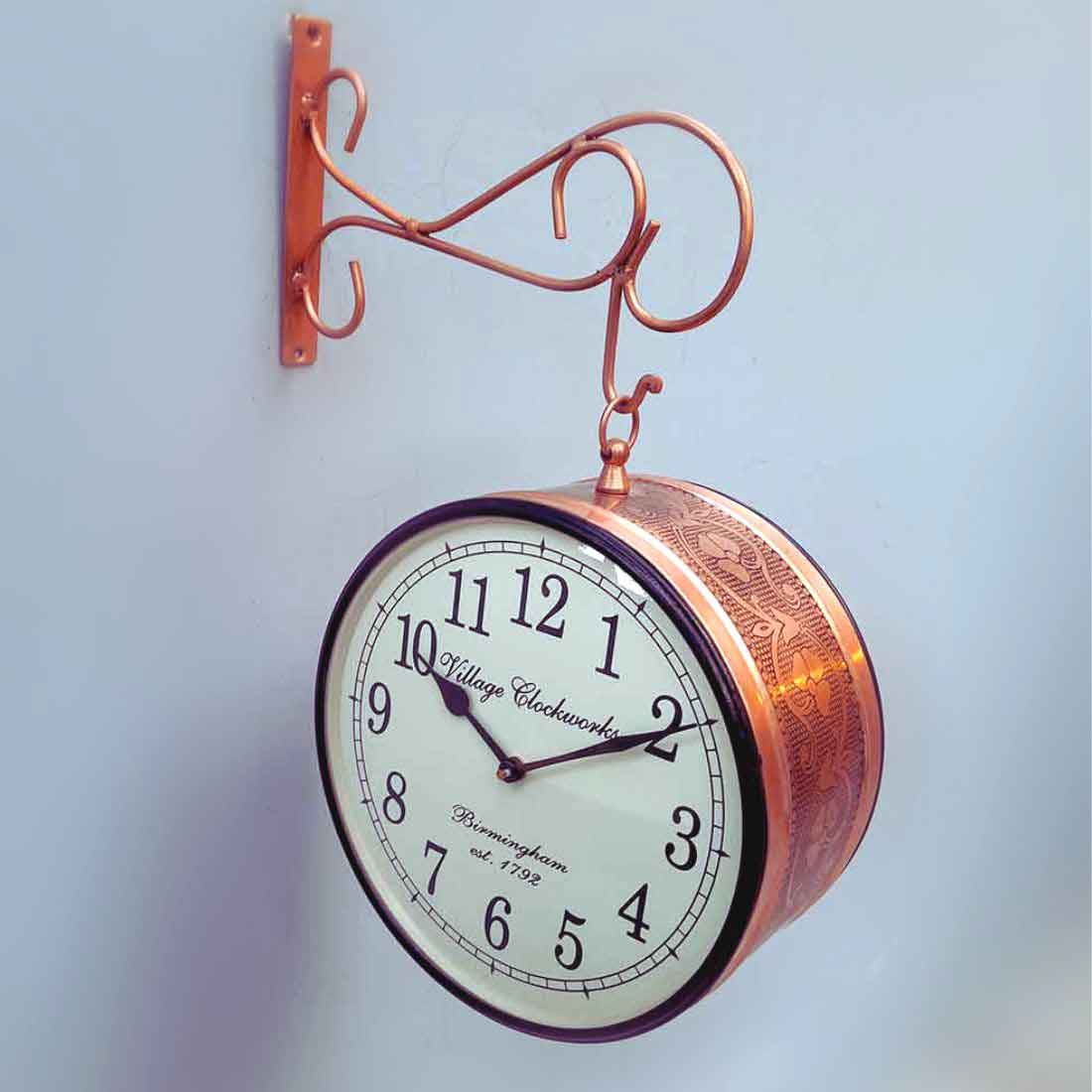 Railway Clocks - Double Sided | Victorian Station Wall Hanging Clock | Vintage Platform Watch - for Home, Living Room, Office Decor & Gifts - 10 Inch - Apkamart #Style_Design 1