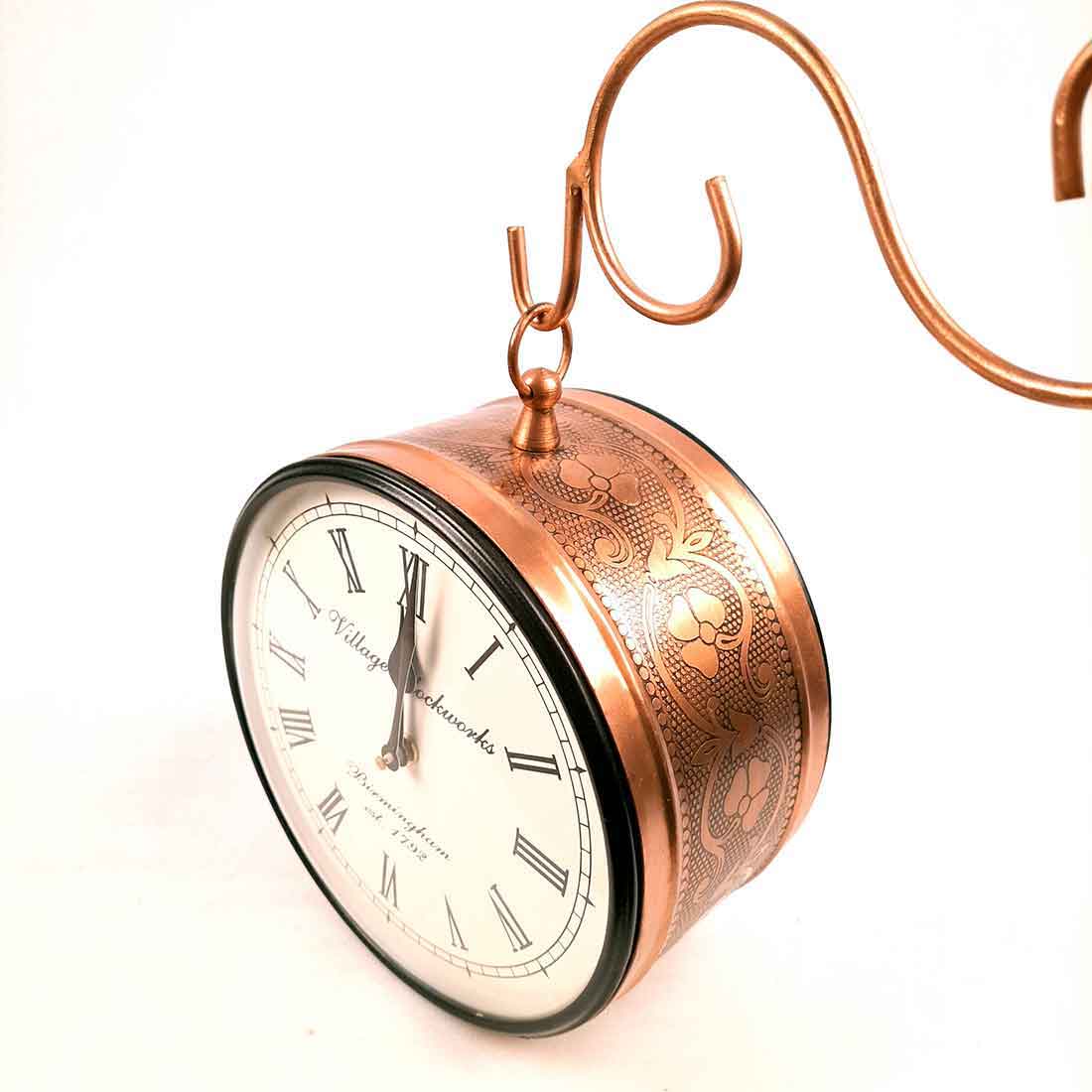 Railway Clocks - Double Sided | Victorian Station Wall Hanging Clock | Vintage Platform Watch - for Home, Living Room, Office Decor & Gifts - 10 Inch - Apkamart #Style_Design 1