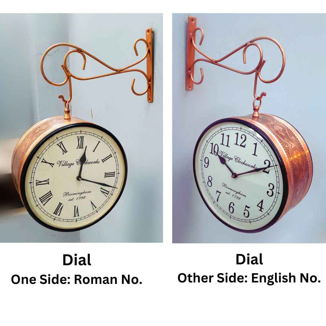 Railway Clocks - Double Sided | Victorian Station Wall Hanging Clock | Vintage Platform Watch - for Home, Living Room, Office Decor & Gifts - 10 Inch - Apkamart #Style_Design 1