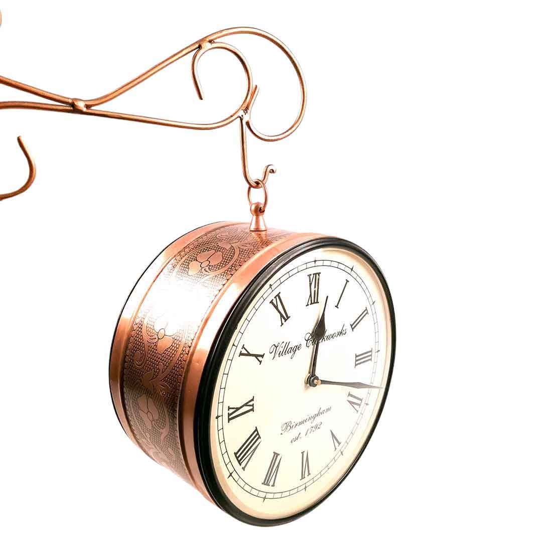 Railway Clocks - Double Sided | Victorian Station Wall Hanging Clock | Vintage Platform Watch - for Home, Living Room, Office Decor & Gifts - 10 Inch - Apkamart #Style_Design 1