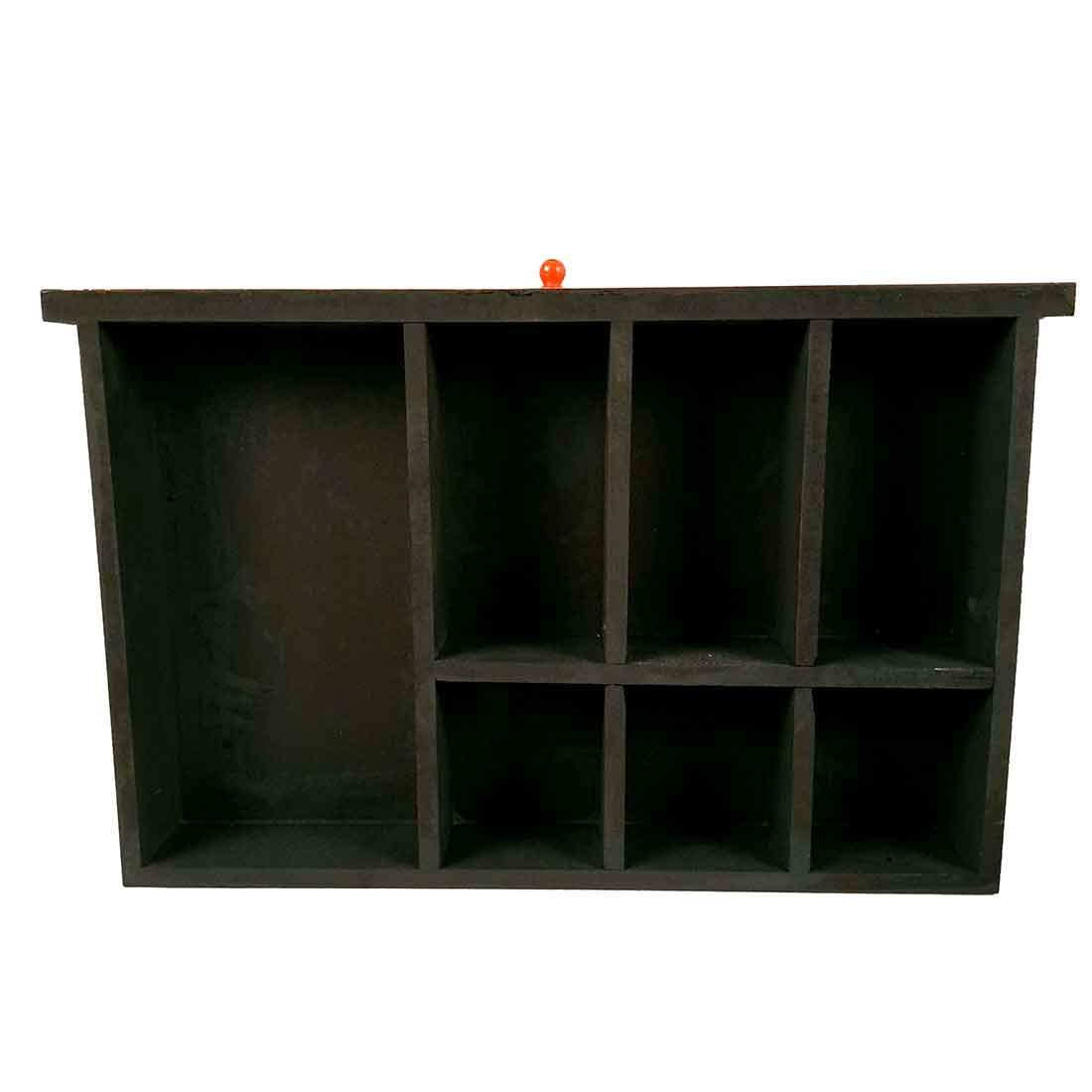 Serving Tray Wooden | Tray With Drawer Storage | Tray Cum Organizer for Keeping Tea/ Sugar/ Coffee Sachet & Cutlery - for Home, Dining Table, Kitchen Decor, Restaurant, Office, Cafe  - 14 Inch