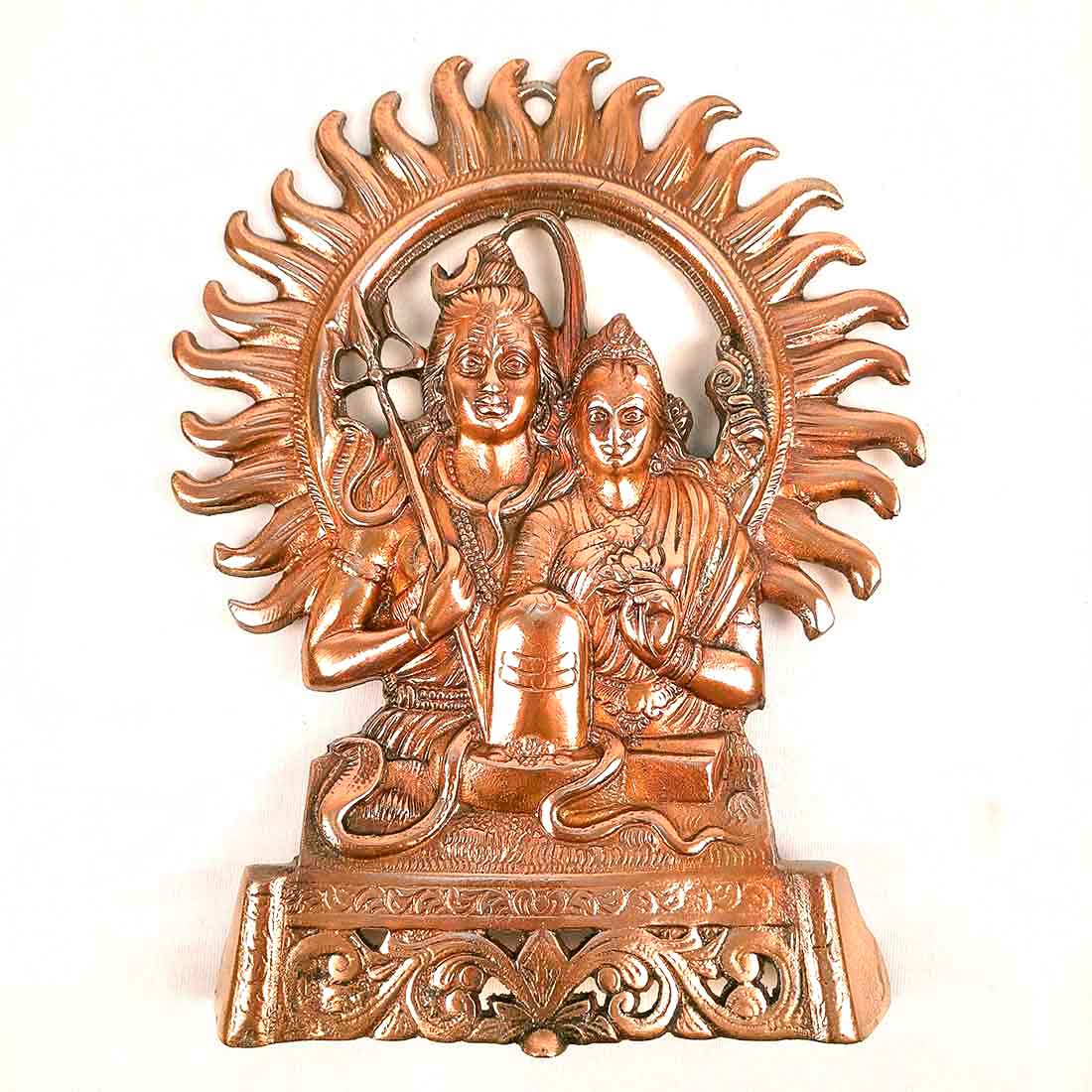 Shiv Parvati Wall Hanging  - For Pooja, Temple & Office Decor - 11 Inch