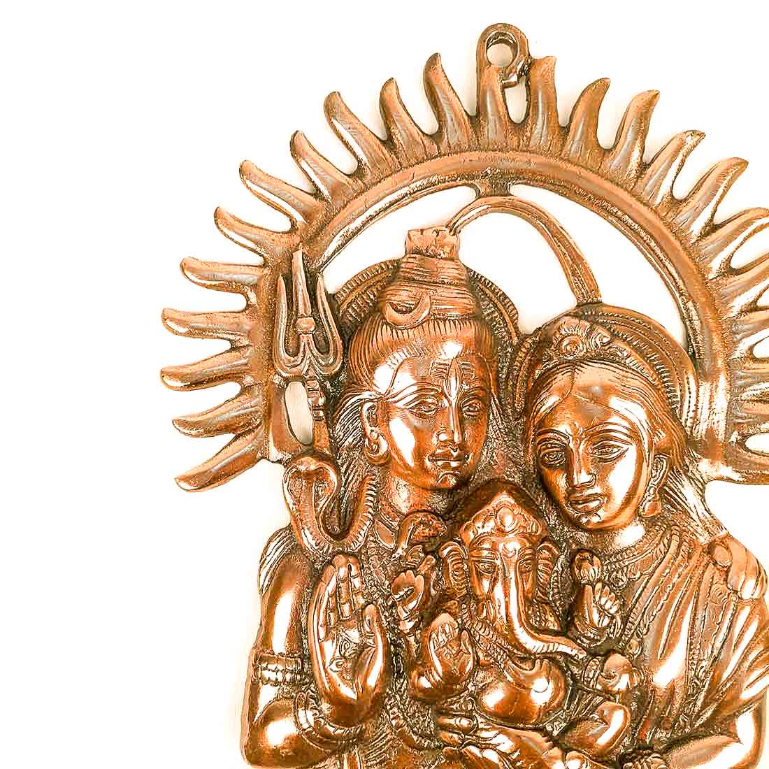 Shiva Parvati Ganesh Wall Hanging | Shiv Parivaar Wall Decor - For Pooja & Festivals - 15 Inch