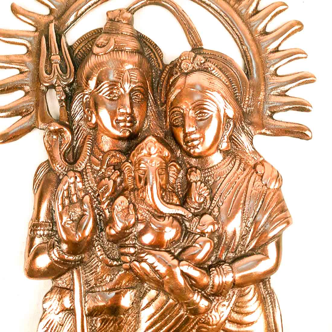 Shiva Parvati Ganesh Wall Hanging | Shiv Parivaar Wall Decor - For Pooja & Festivals - 15 Inch