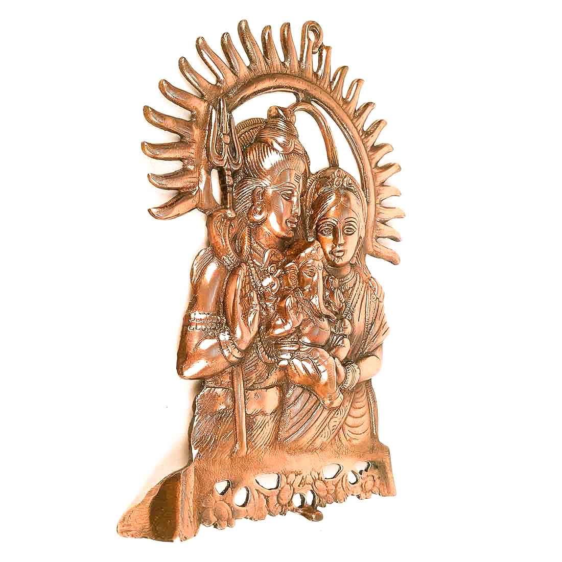 Shiva Parvati Ganesh Wall Hanging | Shiv Parivaar Wall Decor - For Pooja & Festivals - 15 Inch