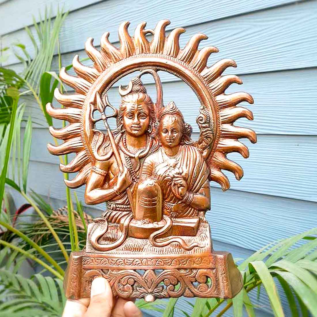 Shiv Parvati Wall Hanging - For Pooja, Temple & Office Decor - 11 Inch