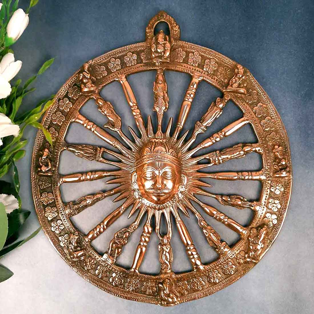 Sun Wall Hanging | Dashavatara Wall Showpiece - 15 Inch for Vastu and Gifts