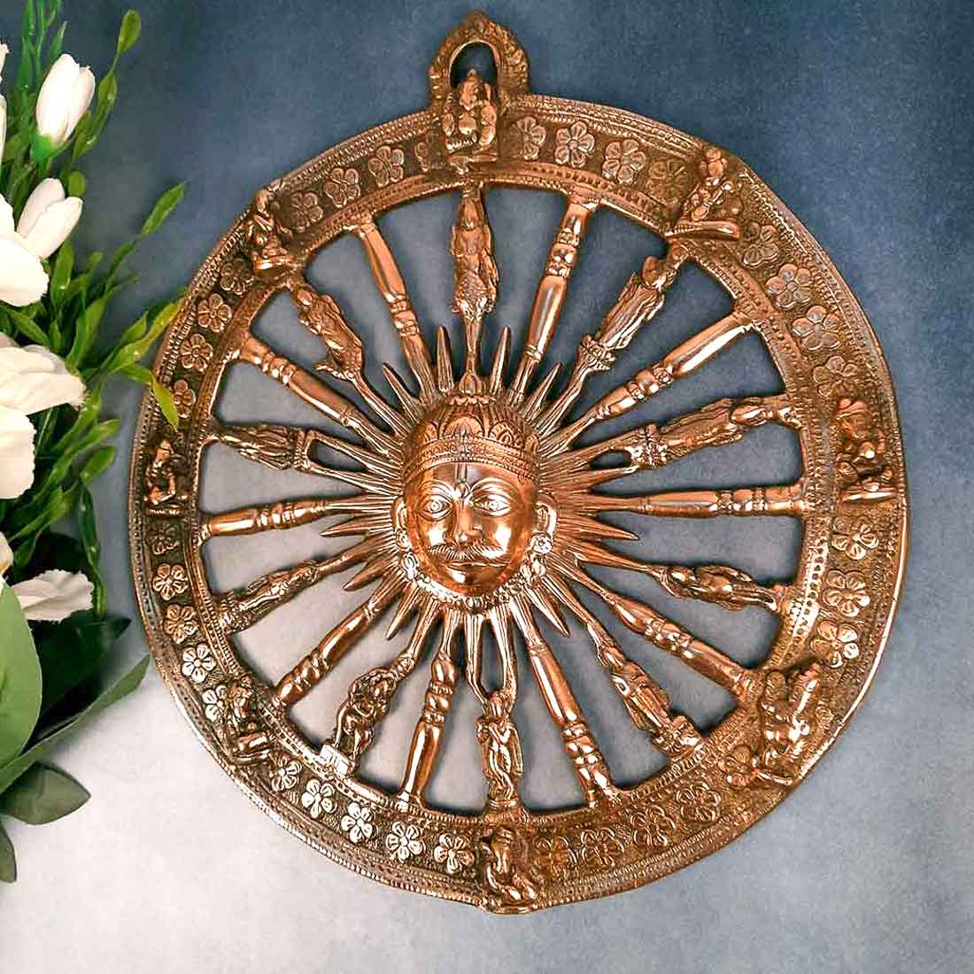 Sun Wall Hanging | Dashavatara Wall Showpiece - 15 Inch for Vastu and Gifts