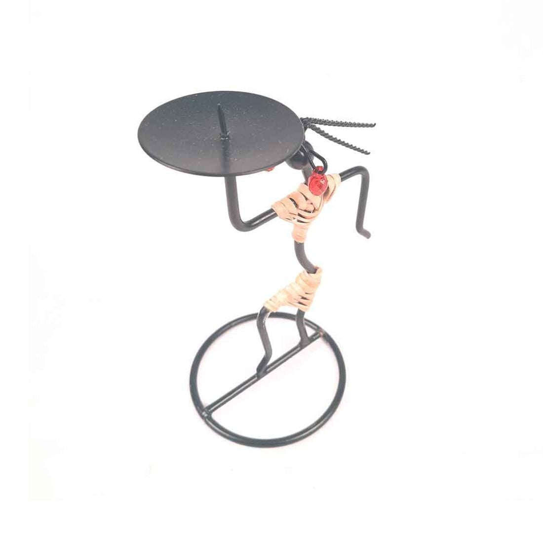 Candle Holder Stand | TeaLight Holder With One Slots Cum Showpiece  | Tea Light Candle Stands - Dancing Lady Design - For Home, Table, Living Room, Dining room, Bedroom Decor | For Diwali Decoration & Gifts - 5 Inch