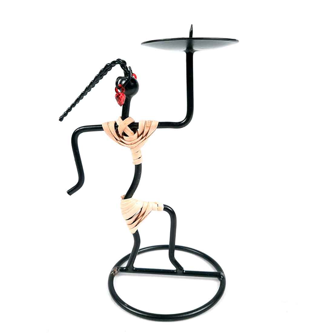Candle Holder Stand | TeaLight Holder With One Slots Cum Showpiece  | Tea Light Candle Stands - Dancing Lady Design - For Home, Table, Living Room, Dining room, Bedroom Decor | For Diwali Decoration & Gifts - 5 Inch
