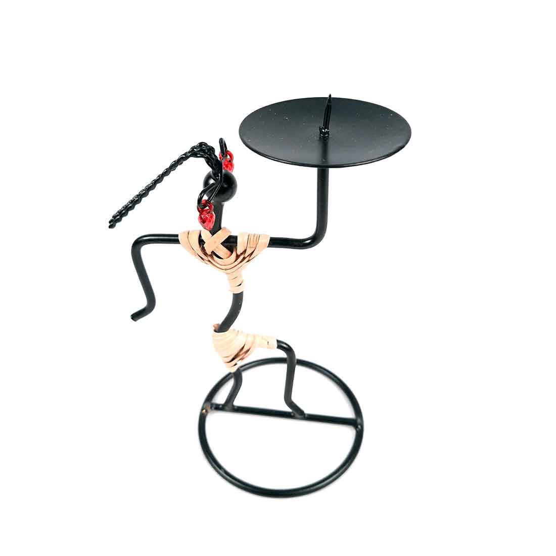 Candle Holder Stand | TeaLight Holder With One Slots Cum Showpiece  | Tea Light Candle Stands - Dancing Lady Design - For Home, Table, Living Room, Dining room, Bedroom Decor | For Diwali Decoration & Gifts - 5 Inch