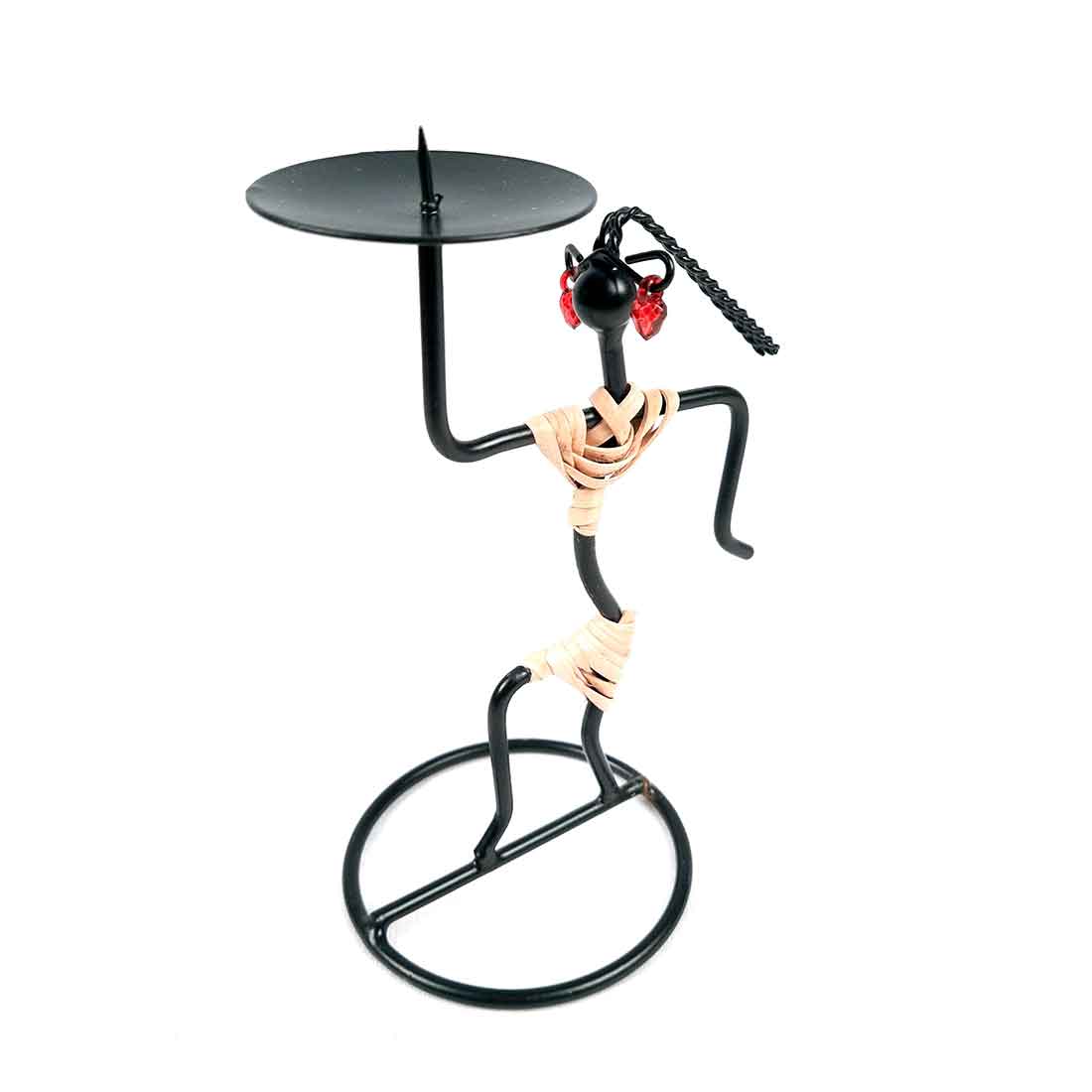 Candle Holder Stand | TeaLight Holder With One Slots Cum Showpiece  | Tea Light Candle Stands - Dancing Lady Design - For Home, Table, Living Room, Dining room, Bedroom Decor | For Diwali Decoration & Gifts - 5 Inch
