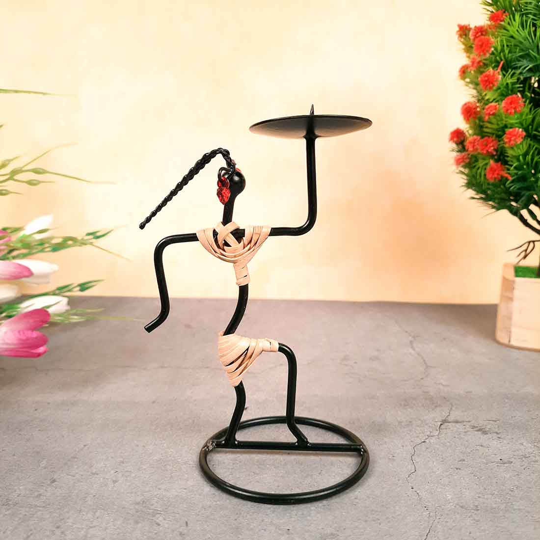 Candle Holder Stand | TeaLight Holder With One Slots Cum Showpiece  | Tea Light Candle Stands - Dancing Lady Design - For Home, Table, Living Room, Dining room, Bedroom Decor | For Diwali Decoration & Gifts - 5 Inch