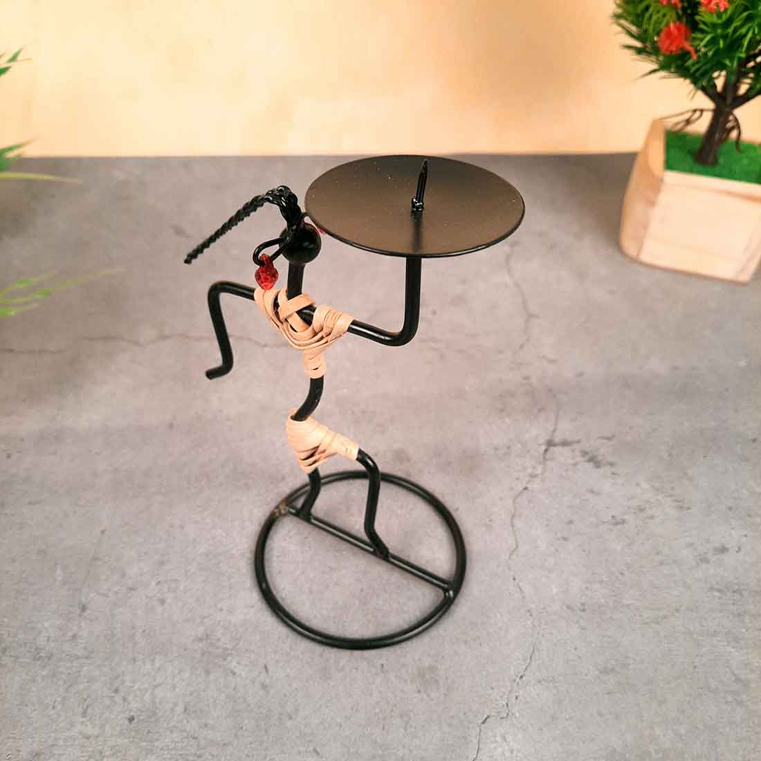 Candle Holder Stand | TeaLight Holder With One Slots Cum Showpiece  | Tea Light Candle Stands - Dancing Lady Design - For Home, Table, Living Room, Dining room, Bedroom Decor | For Diwali Decoration & Gifts - 5 Inch
