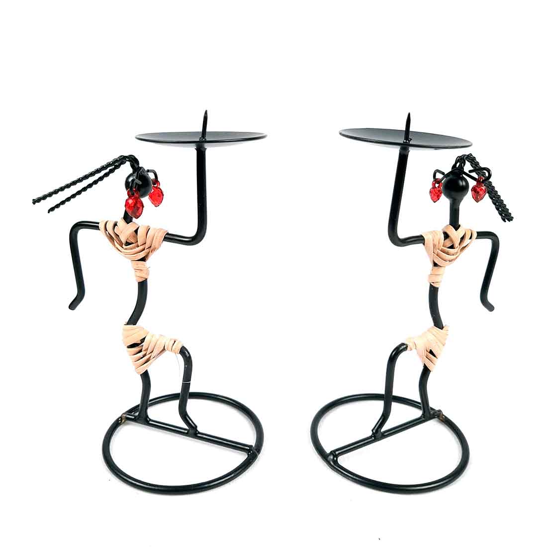Candle Holder Stand | TeaLight Holder With One Slots Cum Showpiece  | Tea Light Candle Stands - Dancing Lady Design - For Home, Table, Living Room, Dining room, Bedroom Decor | For Diwali Decoration & Gifts - Set of 2