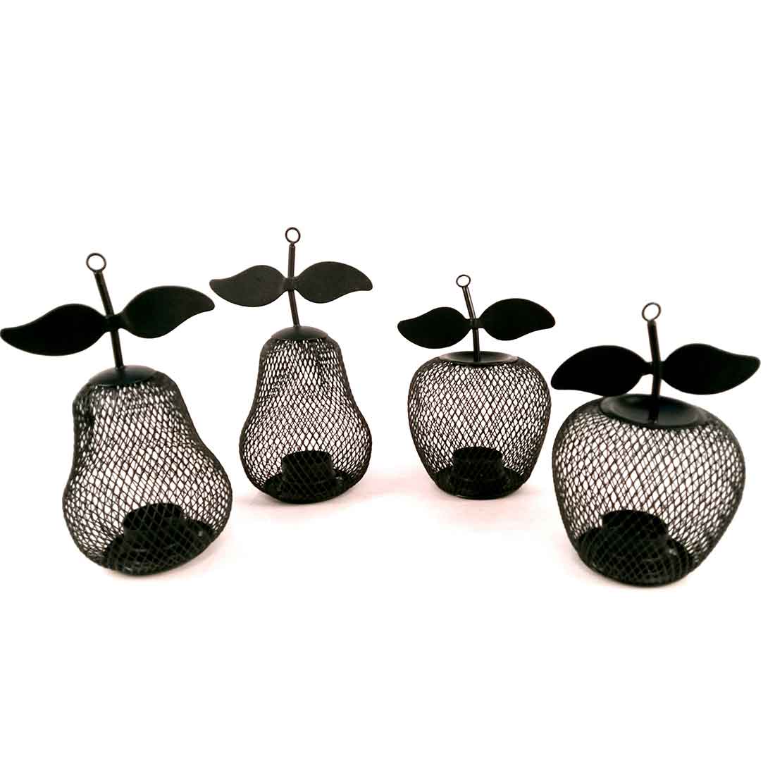 Candle Holder Stands - | Tea Light Holders With One Slots | Tea Light Candle Stand - Apple & Pear Design - For Home, Table, Living Room, Dining room, Bedroom Decor | For Diwali Decoration & Gifts - Set of 4