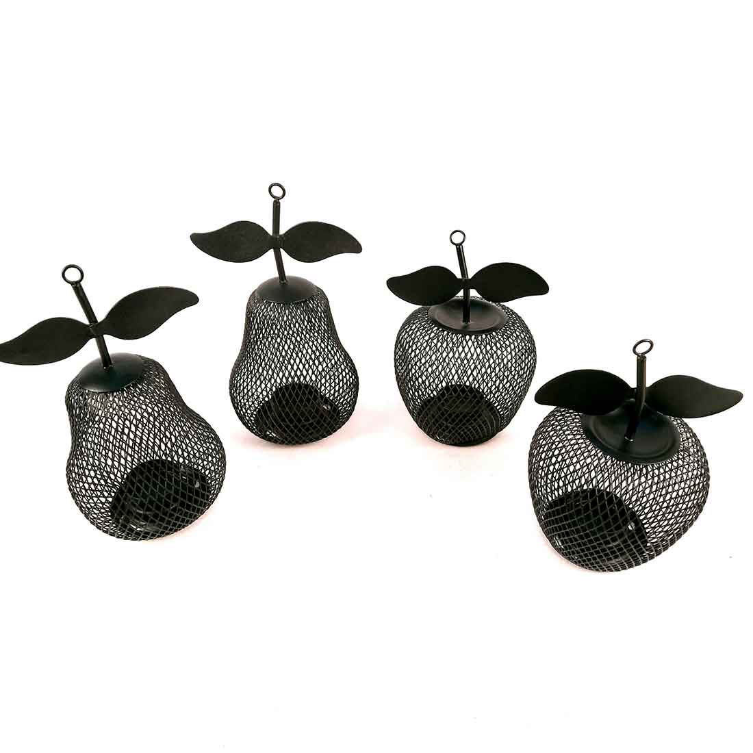Candle Holder Stands - | Tea Light Holders With One Slots | Tea Light Candle Stand - Apple & Pear Design - For Home, Table, Living Room, Dining room, Bedroom Decor | For Diwali Decoration & Gifts - Set of 4