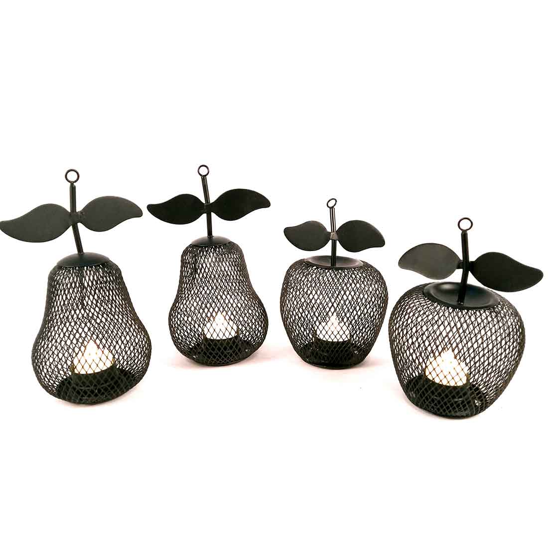 Candle Holder Stands -  | Tea Light Holders With One Slots | Tea Light Candle Stand - Apple & Pear Design - For Home, Table, Living Room, Dining room, Bedroom Decor | For Diwali Decoration & Gifts - Set of 4