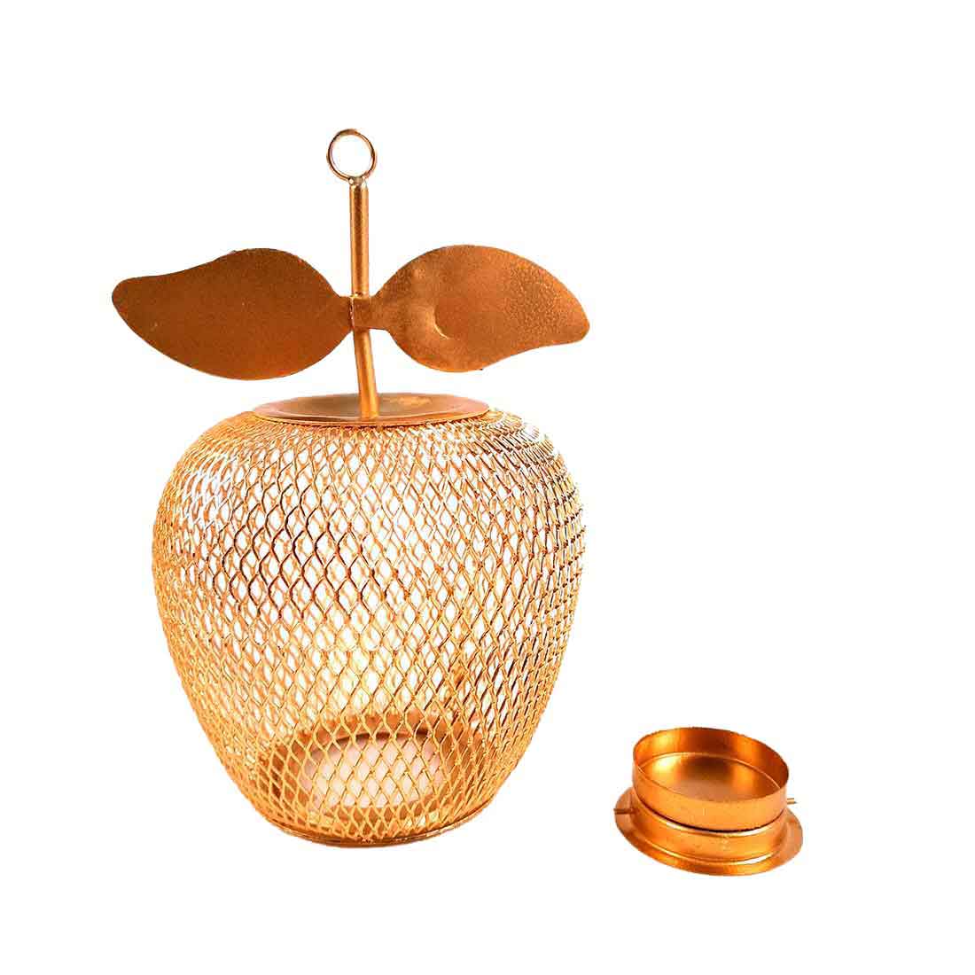 Tea Light Holder | Candle Holders Stand With One Slots | Tea Light Candle Stands - Apple Design - For Home, Table, Living Room, Dining room, Bedroom Decor | For Diwali Decoration & Gifts - 7 Inch