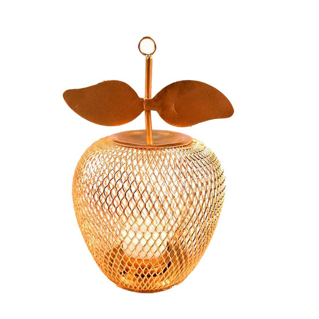 Tea Light Holder | Candle Holders Stand With One Slots | Tea Light Candle Stands - Apple Design - For Home, Table, Living Room, Dining room, Bedroom Decor | For Diwali Decoration & Gifts - 7 Inch