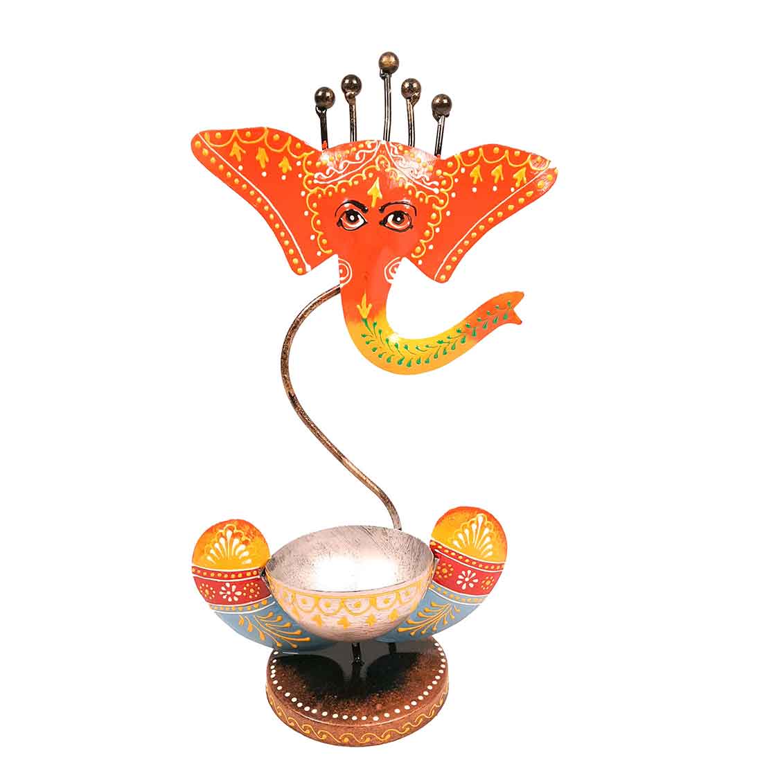 Tea Light Holder Antique | Candle Holders Stand With One Slots | Tea Light Candle Stands - Ganesha Design - For Home, Table, Living Room, Dining room, Bedroom Decor | For Festival Decoration & Gifts - 10 Inch