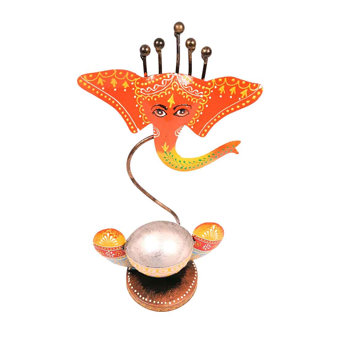 Tea Light Holder Antique | Candle Holders Stand With One Slots | Tea Light Candle Stands - Ganesha Design - For Home, Table, Living Room, Dining room, Bedroom Decor | For Festival Decoration & Gifts - 10 Inch