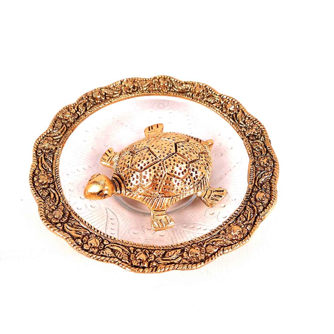 Fengshui Tortoise On Plate Showpiece - Good Luck Turtle - 6 Inch - Vastu Gift for Career, Luck and Home Decoration