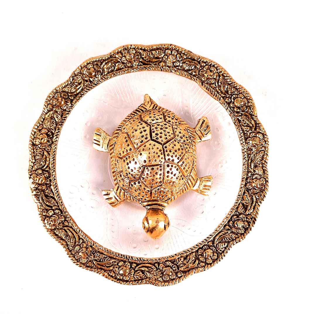 Fengshui Tortoise On Plate Showpiece - Good Luck Turtle -  6 Inch - Vastu Gift for Career, Luck and Home Decoration