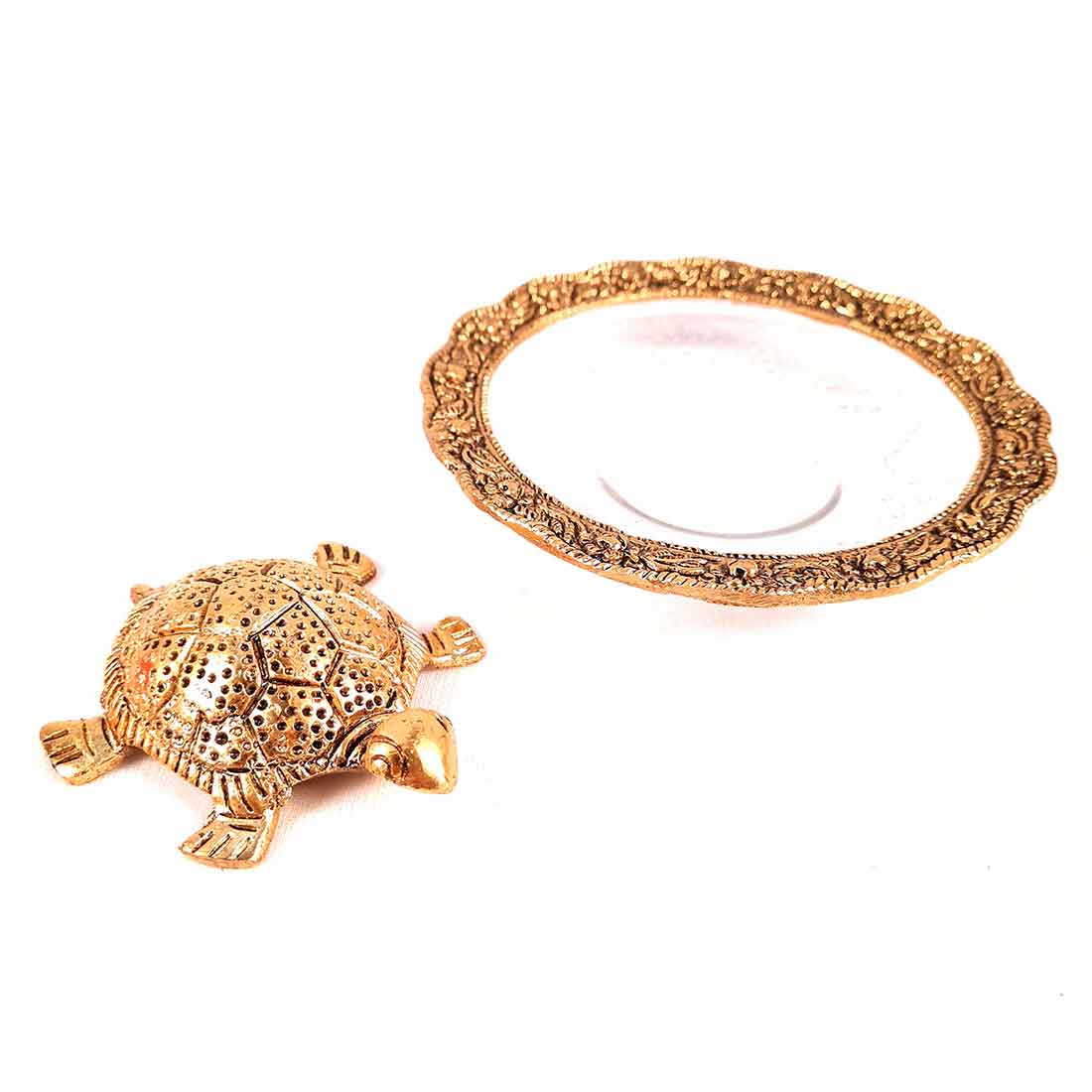Fengshui Tortoise On Plate Showpiece - Good Luck Turtle -  6 Inch - Vastu Gift for Career, Luck and Home Decoration