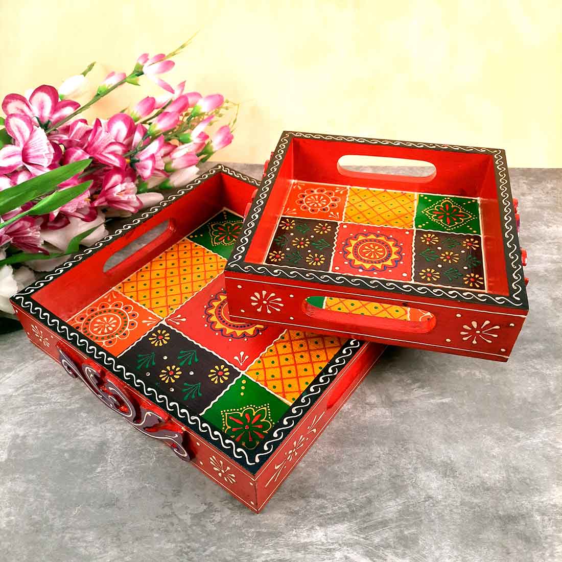 Wooden Tray Set of 2 - Apkamart