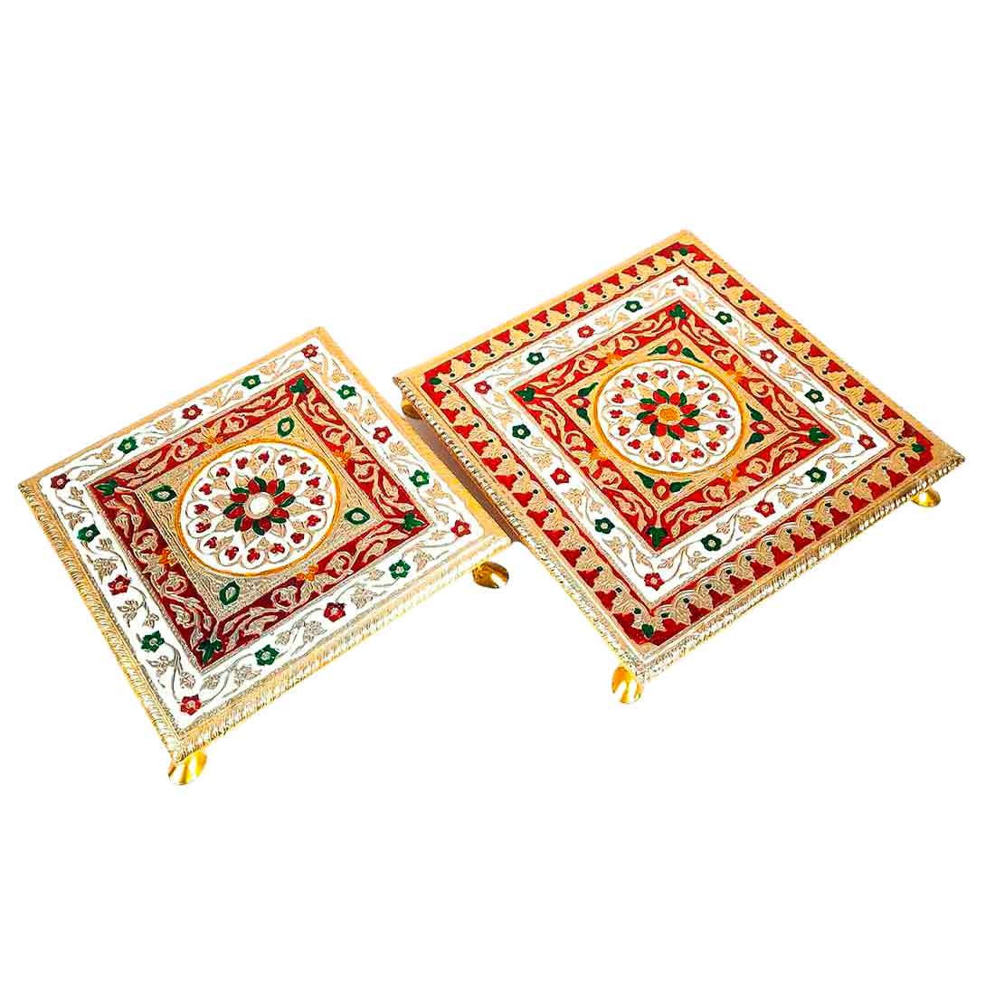 Pooja Chowki Bajot - Set of 2 - 10 Inch & 12 Inch Bajot - ApkaMart #style_Design 1