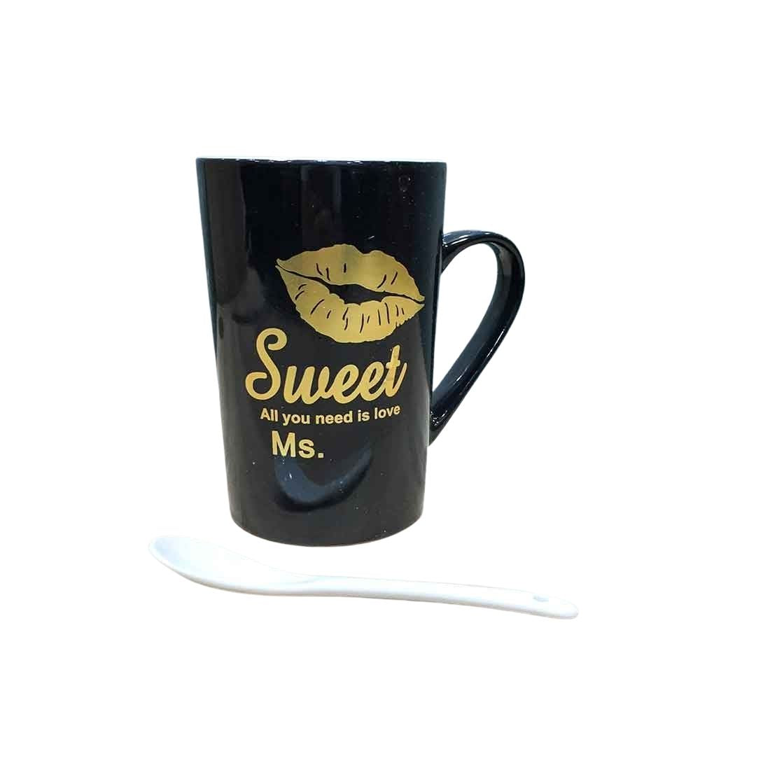 Coffee Mug with Spoon - for Tea, Coffee, Milk, Beverage, & Gifts - ApkaMart