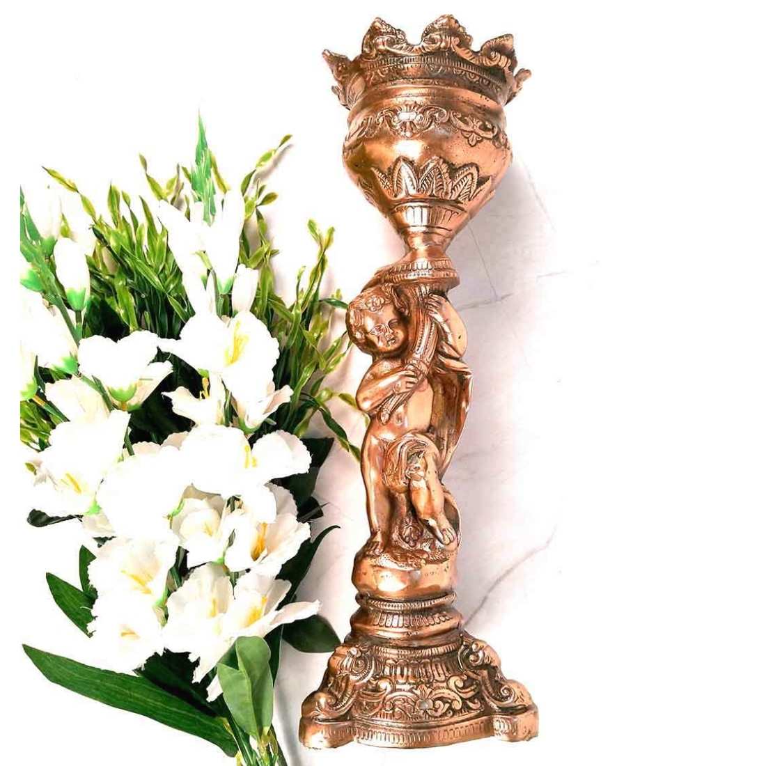 Vase | Flower Pot - Metal | Showpiece Cum Vase - Figurine Holding Mashal - for Home Decoration, Living Room, Table, Shelf, Office , Interior Decor | Gifts for All Occasions -18 Inch