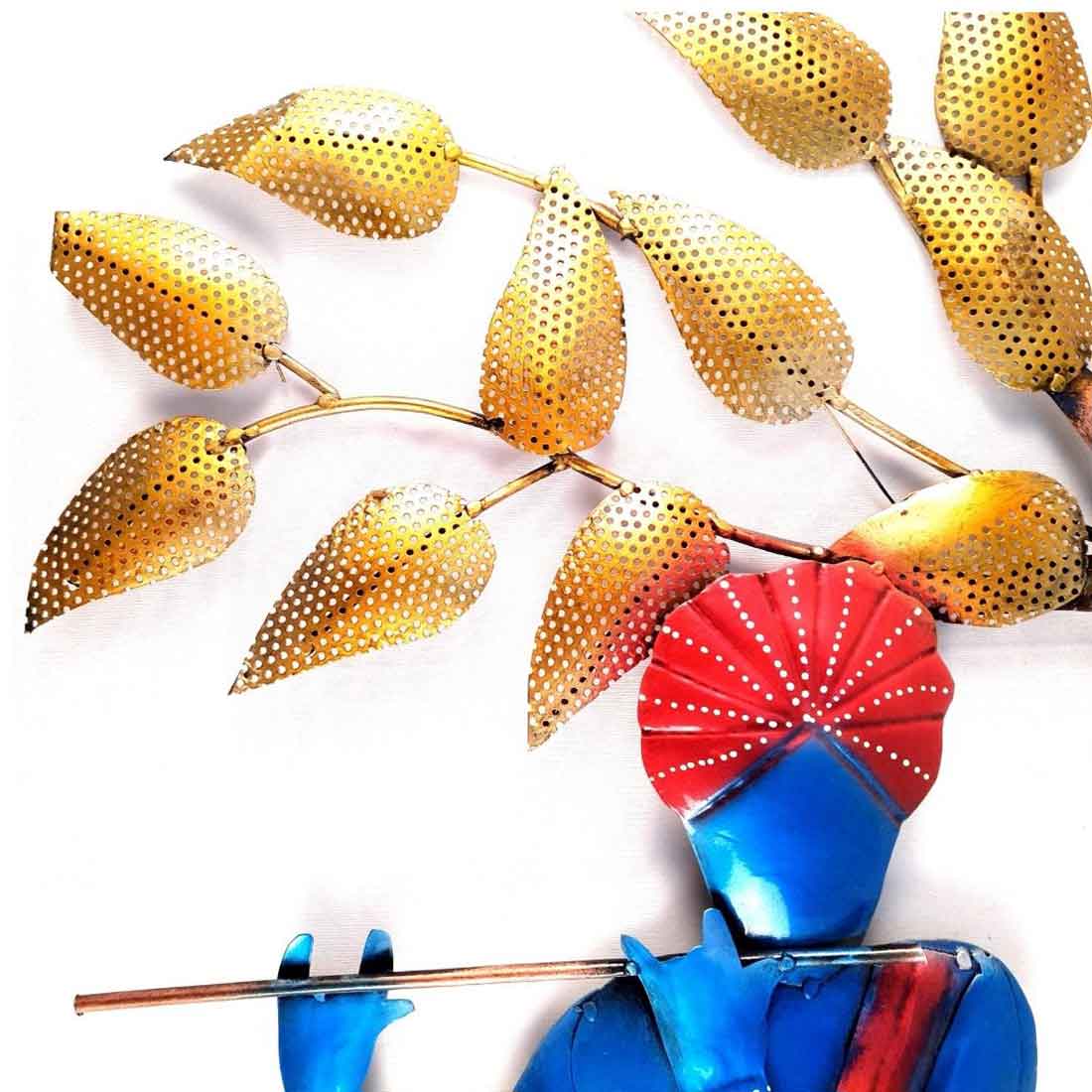 Wall Decor for Living Room | Metal Wall Art Krishna Sitting Under Tree - 31 Inch - ApkaMart