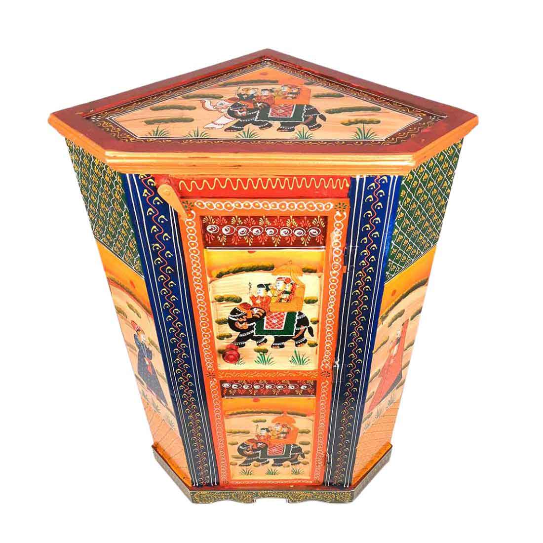 Almirah Corner Rack With Two Drawers | Wooden Cabinet Cum Storage Drawer - for Home, Living Room Decor, Corner Decoration & Gifts - 30 Inch