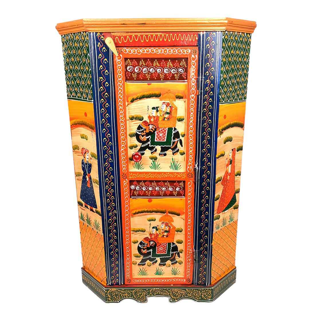 Almirah Corner Rack With Two Drawers | Wooden Cabinet Cum Storage Drawer - for Home, Living Room Decor, Corner Decoration & Gifts - 30 Inch