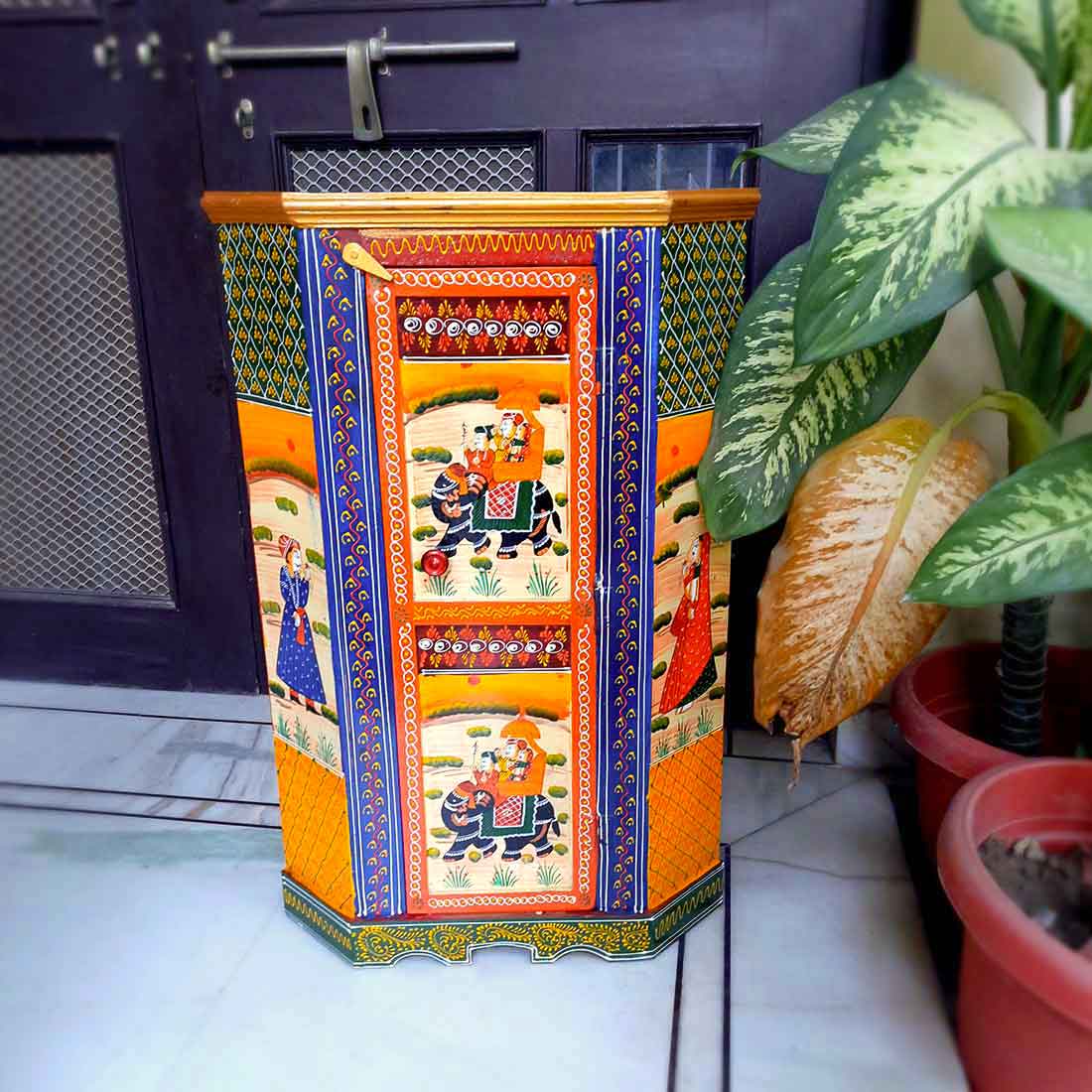 Almirah Corner Rack With Two Drawers | Wooden Cabinet Cum Storage Drawer - for Home, Living Room Decor, Corner Decoration & Gifts - 30 Inch