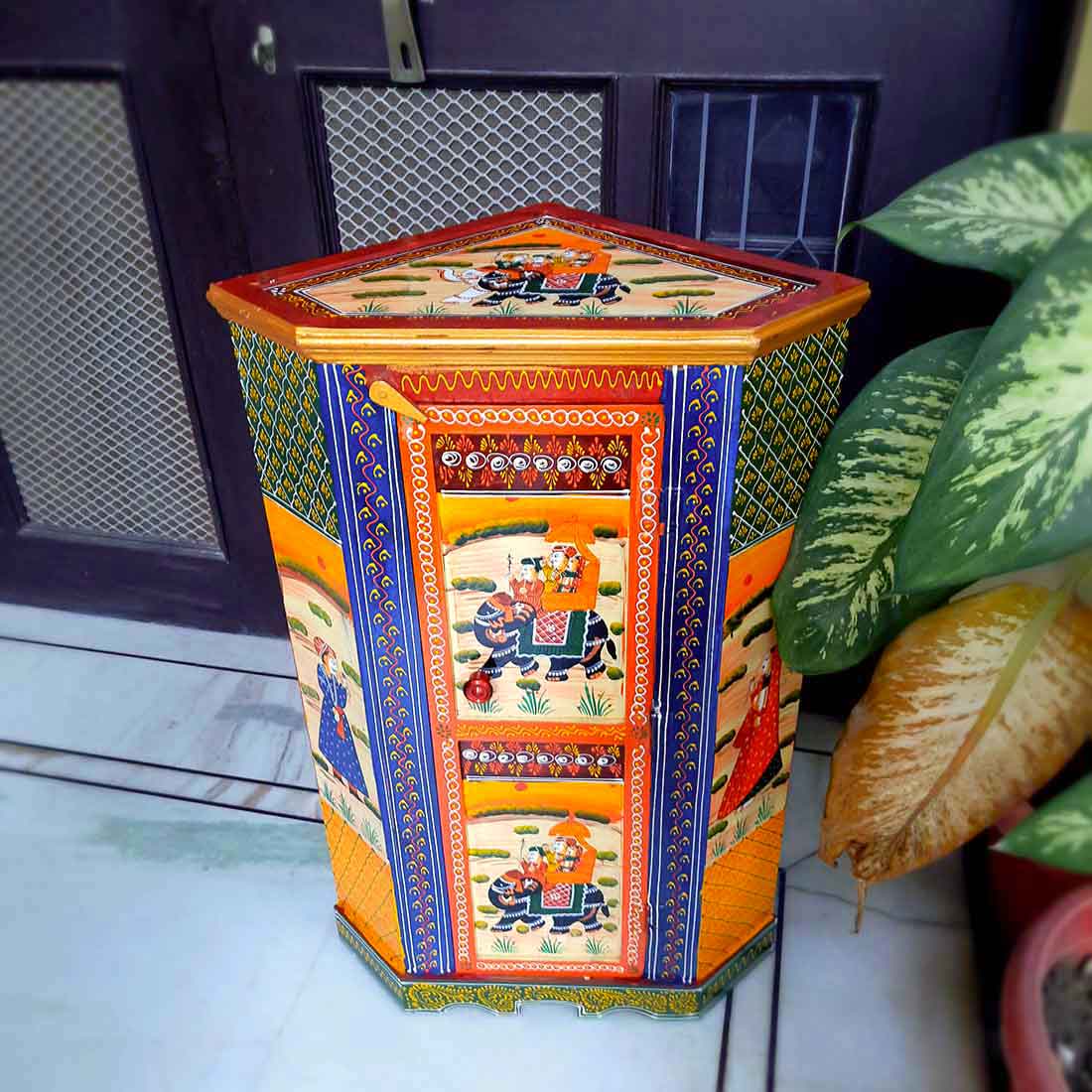 Almirah Corner Rack With Two Drawers | Wooden Cabinet Cum Storage Drawer - for Home, Living Room Decor, Corner Decoration & Gifts - 30 Inch