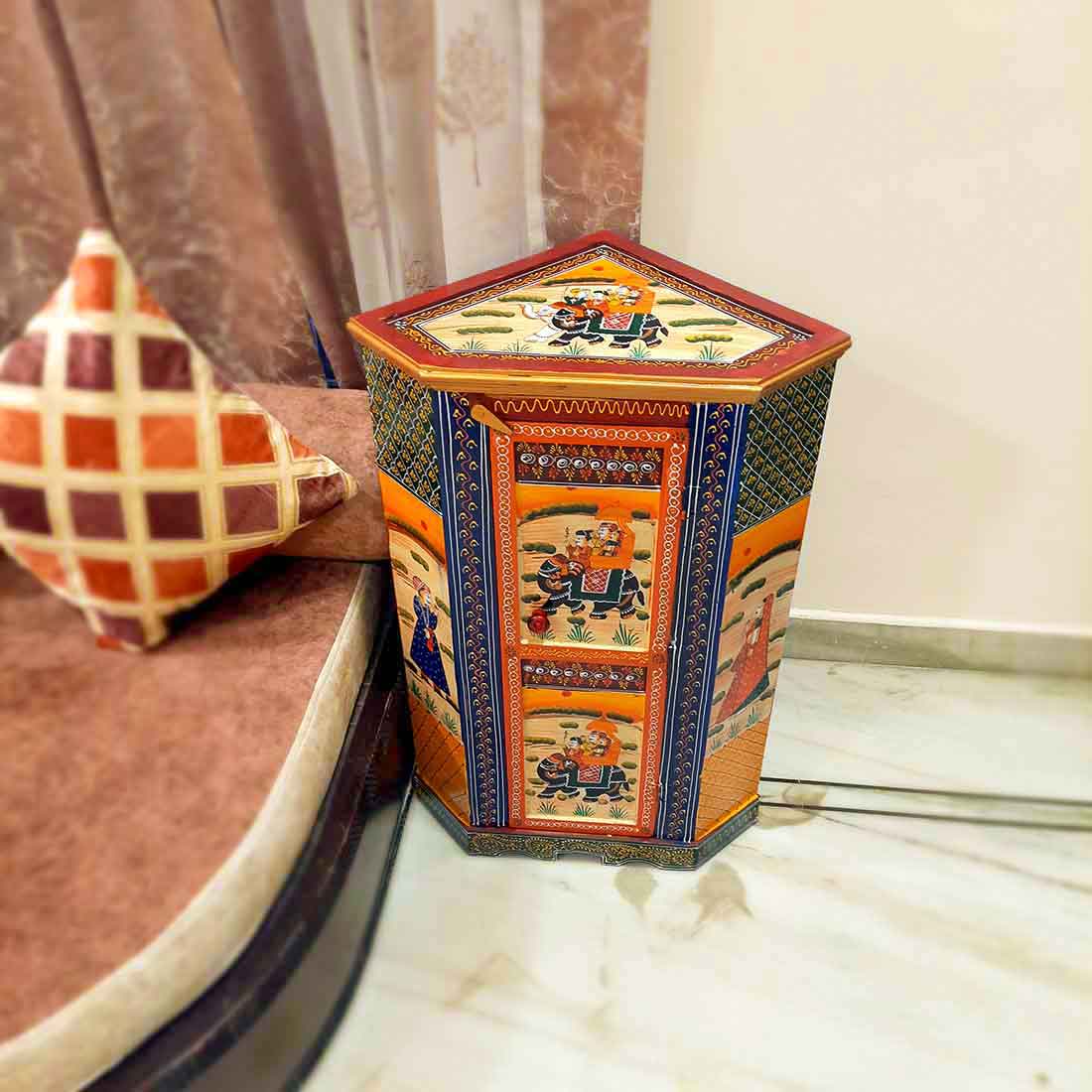 Almirah Corner Rack With Two Drawers | Wooden Cabinet Cum Storage Drawer - for Home, Living Room Decor, Corner Decoration & Gifts - 30 Inch