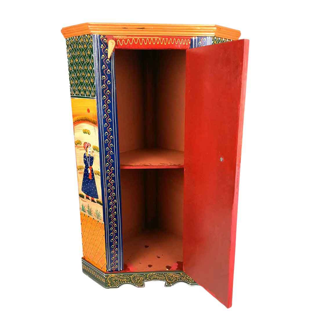 Almirah Corner Rack With Two Drawers | Wooden Cabinet Cum Storage Drawer - for Home, Living Room Decor, Corner Decoration & Gifts - 30 Inch