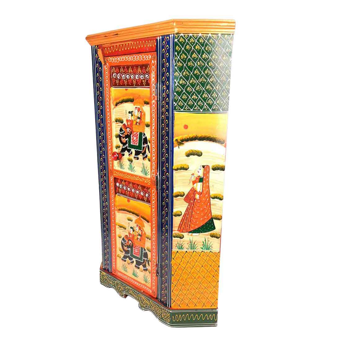 Almirah Corner Rack With Two Drawers | Wooden Cabinet Cum Storage Drawer - for Home, Living Room Decor, Corner Decoration & Gifts - 30 Inch