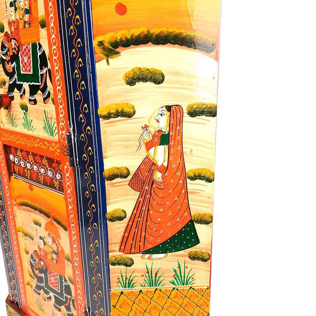 Almirah Corner Rack With Two Drawers | Wooden Cabinet Cum Storage Drawer - for Home, Living Room Decor, Corner Decoration & Gifts - 30 Inch