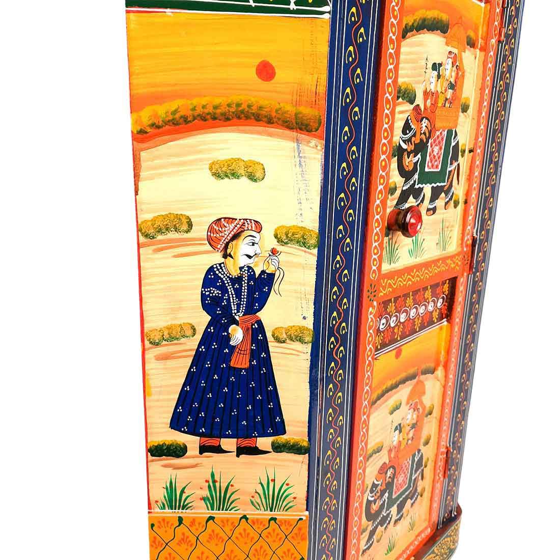 Almirah Corner Rack With Two Drawers | Wooden Cabinet Cum Storage Drawer - for Home, Living Room Decor, Corner Decoration & Gifts - 30 Inch